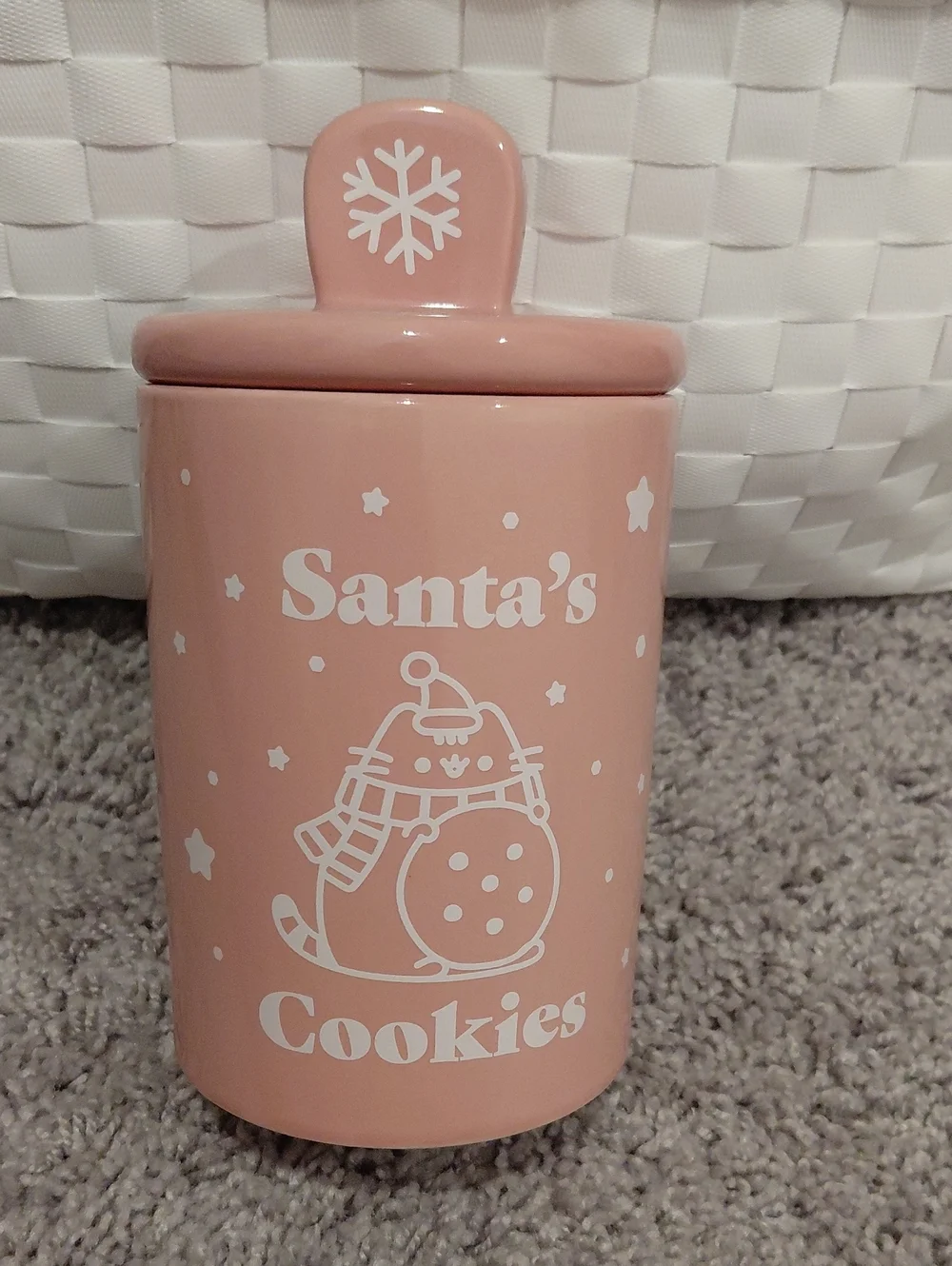 PUSHEEN Santa's Cookies Pink Cookie Jar